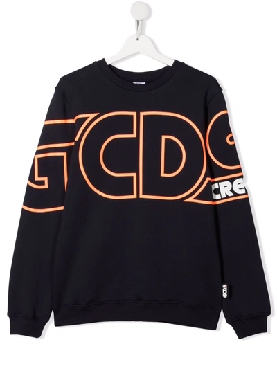 Gcds Teen Maxi Logo-print Sweatshirt In Blue