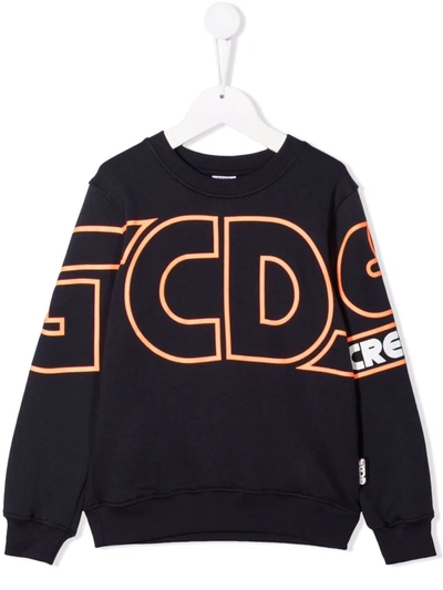 Gcds Teen Logo-print Cotton Sweatshirt In Blue