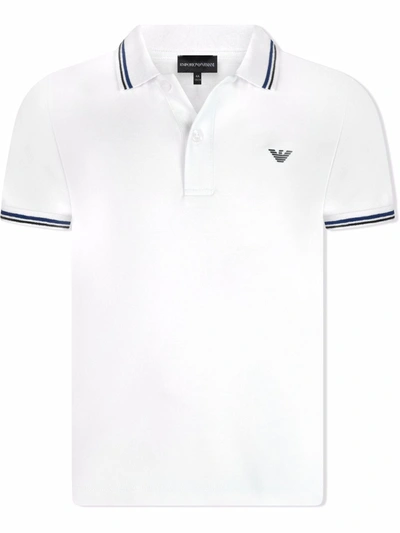 Emporio Armani Kids' Boy White Cotton Polo Shirt With Logo