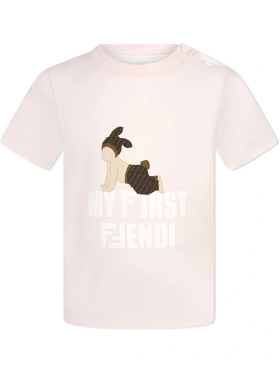 Fendi Babies' My First  Graphic-print T-shirt In Pink