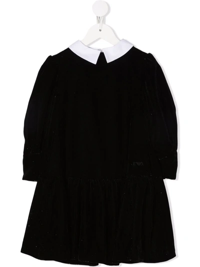 Emporio Armani Kids' Logo-print Long-sleeved Dress In Black