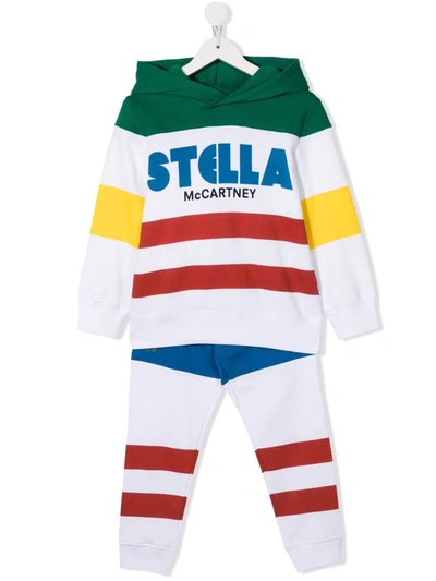 Stella Mccartney Kids' Colour-block Logo-print Tracksuit Set In White