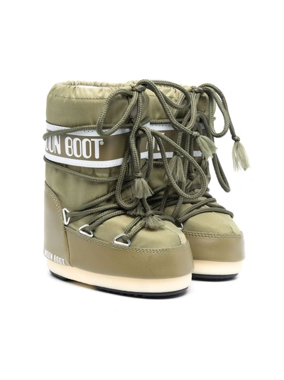 Moon Boot Kids' Logo Print S In Green