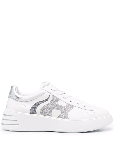 Hogan Glitter-detail Rebel Sneakers In Silver,white