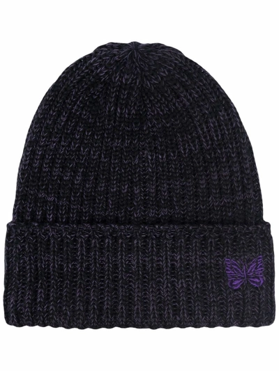 Needles Logo-embroidered Wool Beanie In Purple