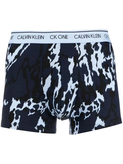 Calvin Klein Underwear Logo Animal Print Boxers In Blue
