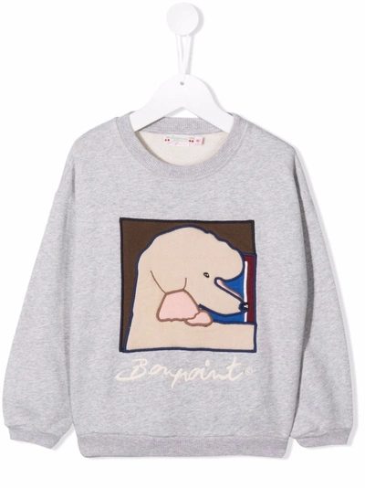 Bonpoint Kids' Graphic Poodle Sweatshirt In Grey China
