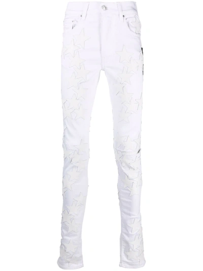 Amiri 星星贴花紧身牛仔裤 In White