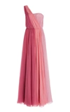 Dolce & Gabbana Multicoloured Chiffon One-shoulder Gown In Pink