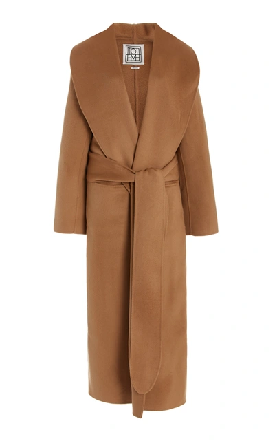 Totême Dressing Gown Belted-waist Wool Coat In Brown