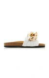 Jw Anderson Chain-embellished Leather Slides In White