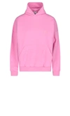 Balenciaga Wide Fit Embroidered Logo Cotton Hoodie In Pink
