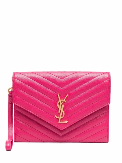 Saint Laurent New Pouch Clutch Bag In Pink