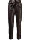 Simkhai Tessa Vegan Leather Cropped Trousers In Brown