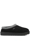 Ugg Tasman Shearling-lined Suede Slippers In Nero