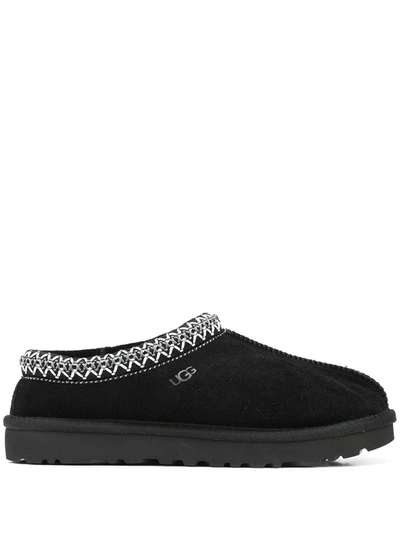 Ugg Tasman Shearling-lined Suede Slippers In Nero