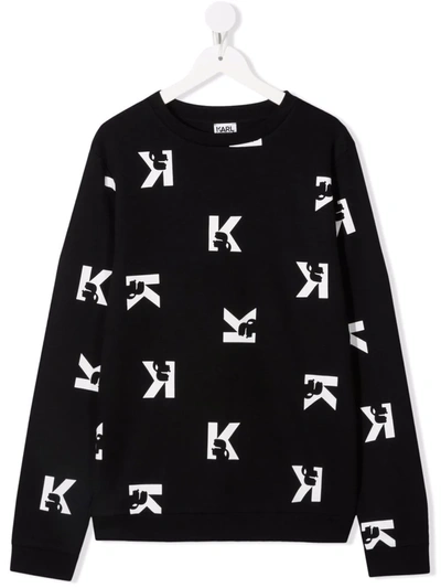 Karl Lagerfeld Teen Logo-print Jumper In Black