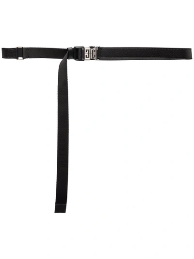 Givenchy Black 4g Buckle Belt In Grained Leather And Canvas In Nero