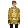 Versace Medusa Renaissance-print Silk-twill Shirt In 卡其色,金色