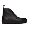 DRIES VAN NOTEN BLACK LEATHER LACE-UP BOOTS