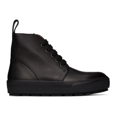 Dries Van Noten Black Leather Lace-up Boots In 900 Black