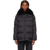 YVES SALOMON BLACK GOAT COLLAR DOWN JACKET