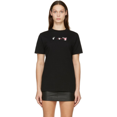 Off-white Black Acrylic Arrow Slim T-shirt In Black Fuchsia