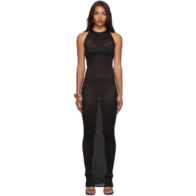 Givenchy Womens Black Sleeveless Semi-sheer Silk Maxi Dress 1size