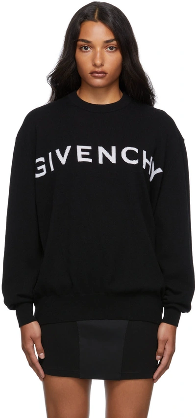 Givenchy Crew-neck Logo Intarsia-knit Jumper In Black