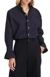 Alex Mill Ruffle Button-up Shirt In Navy Night