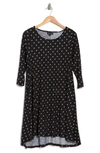 Nina Leonard 3/4 Sleeve Stretch Knit Swing Dress In Black/ Mink