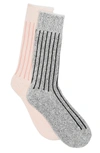 Abound Ribbed Crew Socks In Pink Sand- Char Multi
