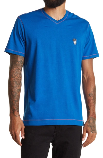 Robert Graham Damien Short Sleeve V-neck T-shirt In Cobalt