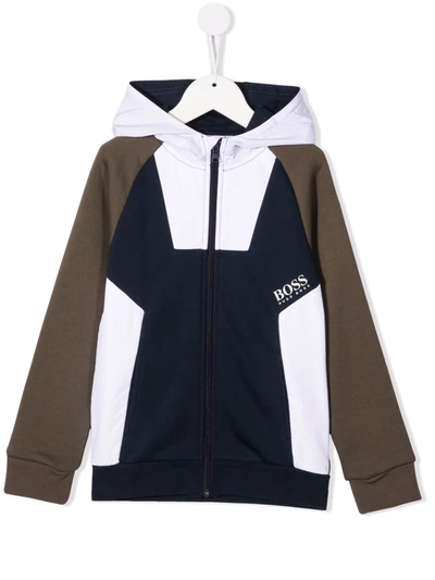 Bosswear Colour-block Zip-up Hoodie In 蓝色