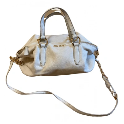 Pre-owned Miu Miu Vitello Leather Crossbody Bag In White