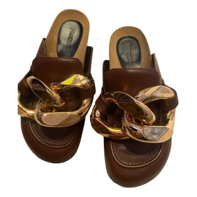 Pre-owned Jw Anderson Leather Sandals In Brown