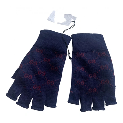 Pre-owned Gucci Wool Gloves In Navy
