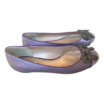 Pre-owned Geox Leather Ballet Flats In Purple