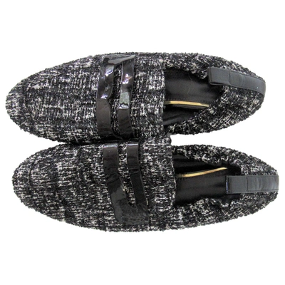 Pre-owned Lanvin Tweed Flats In Anthracite