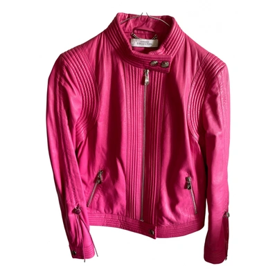 Pre-owned Versace Leather Jacket In Pink