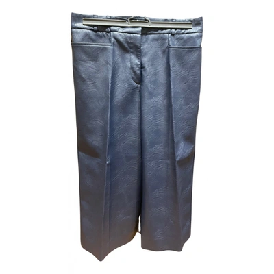 Pre-owned Stella Mccartney Vegan Leather Large Pants In Blue