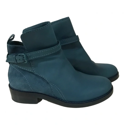 Pre-owned Acne Studios Leather Ankle Boots In Blue