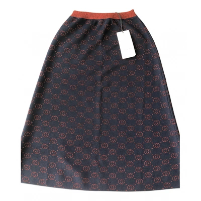 Pre-owned Gucci Wool Mid-length Skirt In Navy