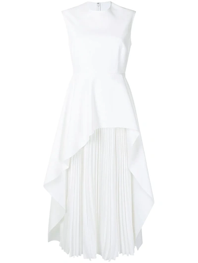 Solace London Severny Pleated Midi Dress In White