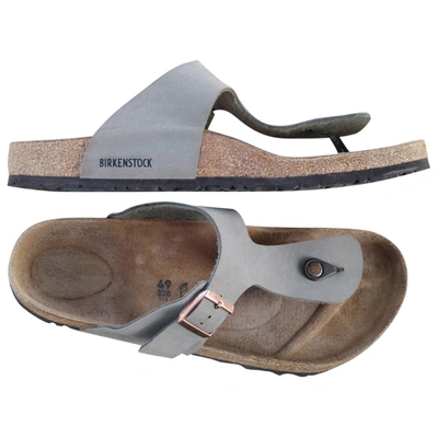 Pre-owned Birkenstock Vegan Leather Sandals In Grey