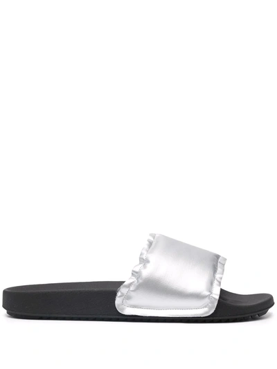 Rick Owens Puffer Open-toe Slides In Silver