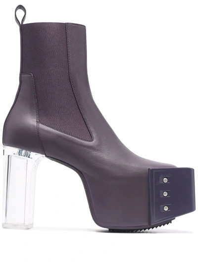 Rick Owens Beveled 水台式高跟及踝靴 In Purple