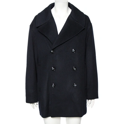 Pre-owned Emporio Armani Navy Blue Cashmere Double Breasted Coat Xxxl