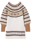 BURBERRY THOMAS BEAR 费尔岛式针织连衣裙,17064182