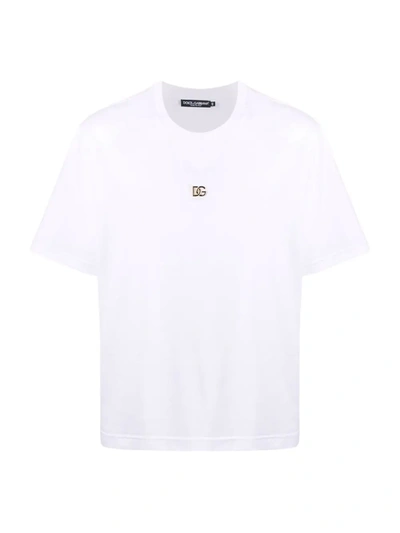 Dolce & Gabbana Metal Logo Plaque T-shirt In White